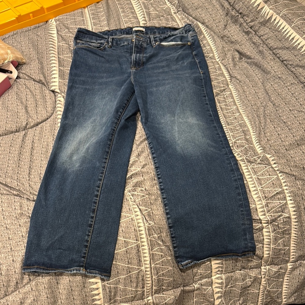 Good American Always Fits Dark Blue Straight Leg Jeans